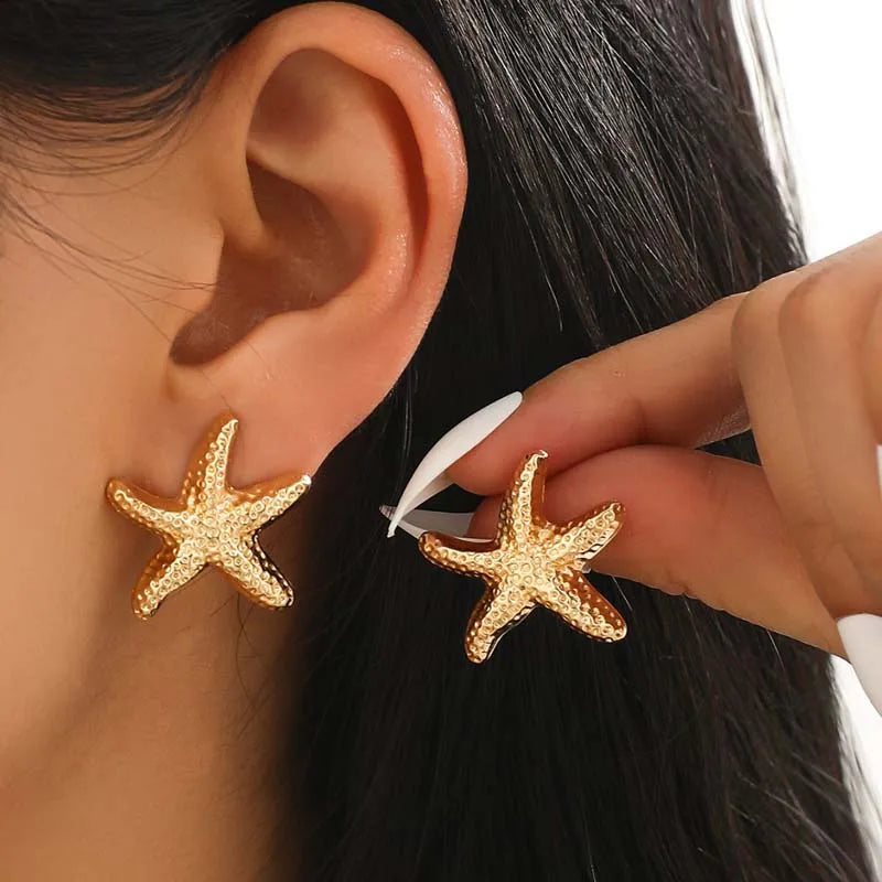 ✨ Boucles d’oreilles Punk Étoile de Mer Or ✨